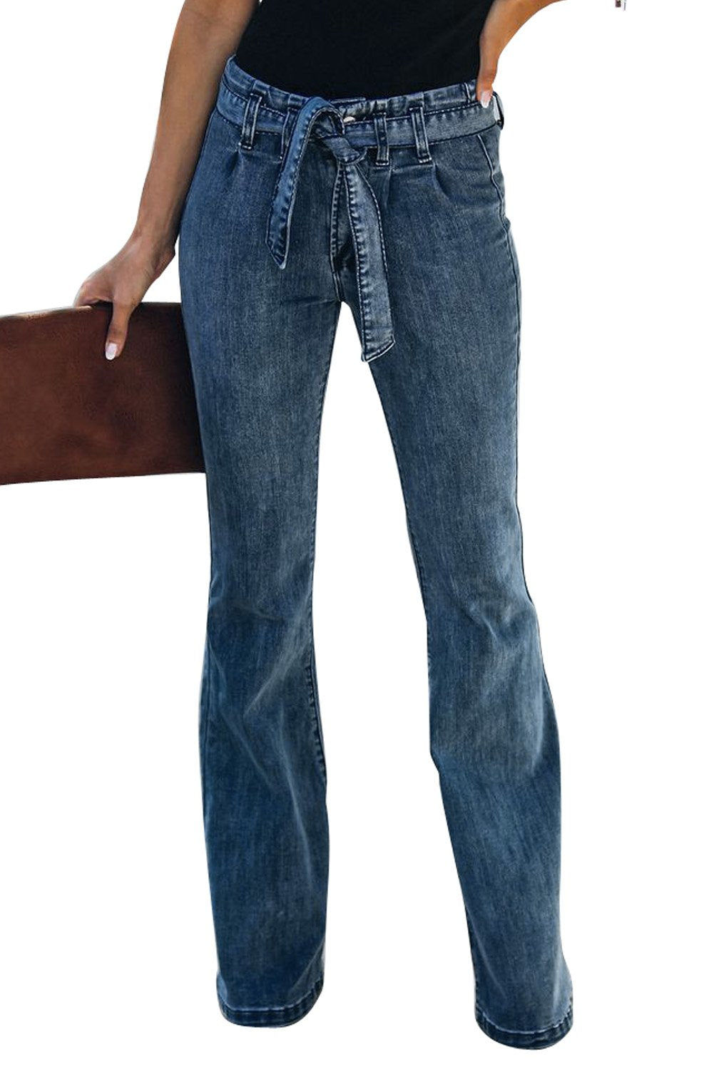 Paper Bag Waist Bell Bottom Jeans