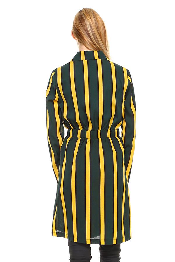 Multi Stripe Long Blazer - Craze Trends