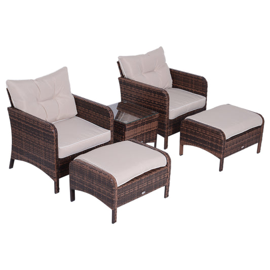 Outsunny 5pcs Outdoor Patio Furniture Set Wicker Conversation Set - Craze Trends