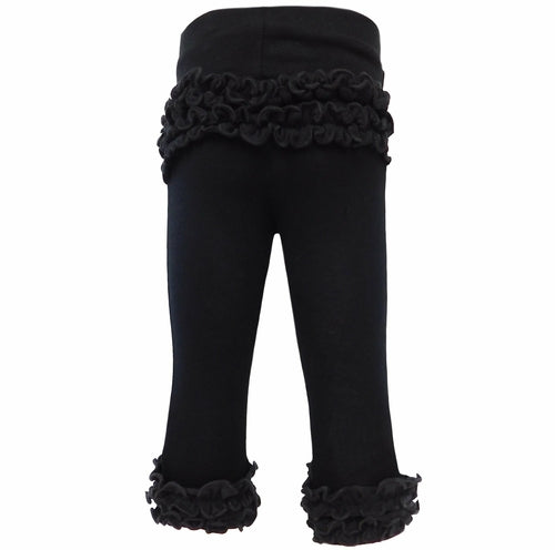 AnnLoren Baby Girls Boutique Black Ruffle Butt Leggings Set - Craze Trends