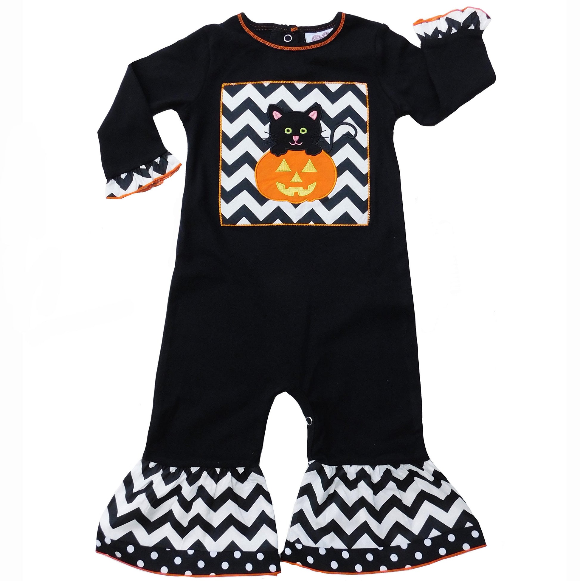 Baby Girls Black & White Halloween Kitten - Craze Trends