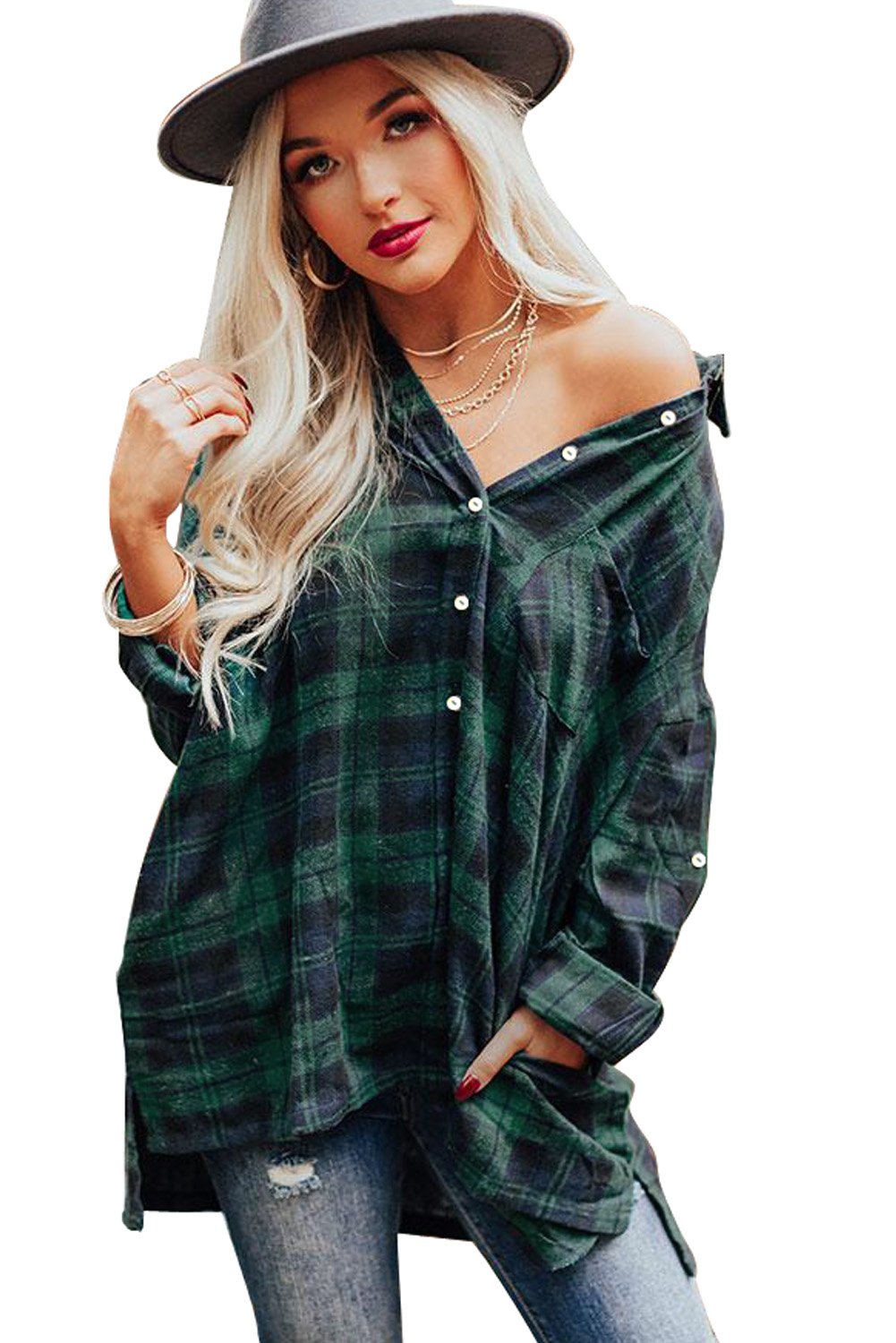 Loose Fit Boyfriend Style Plaid Shirt