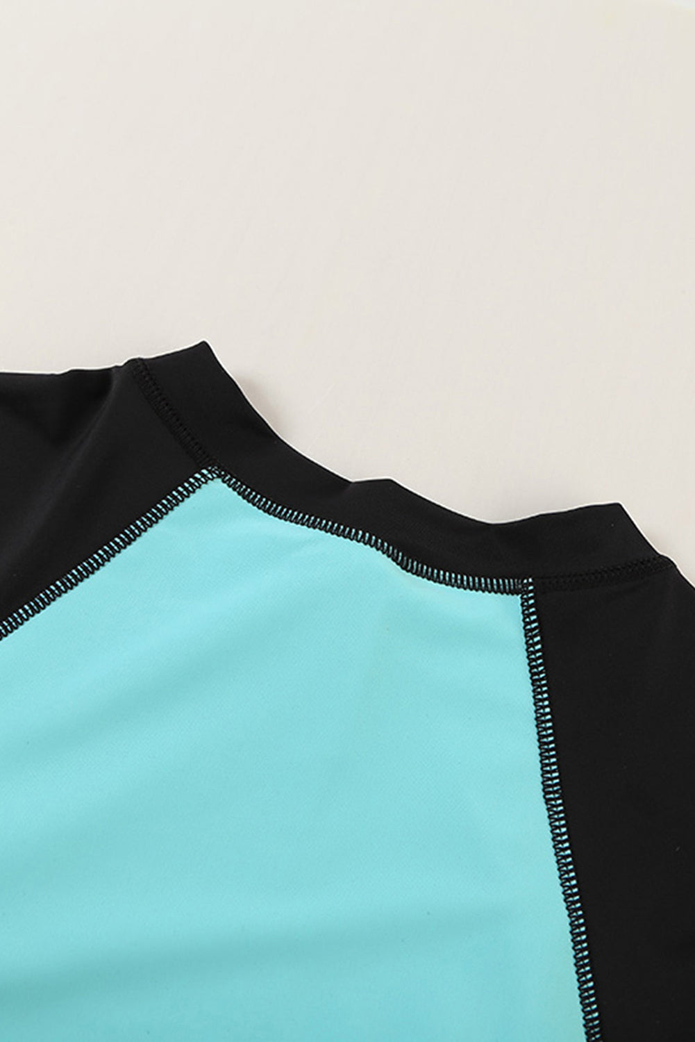 color Zip Up Neckline Color Block Rashguard Top