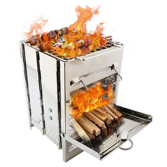 Square Wood Stove For Outdoors Camping BBQ Boiling Cooking - Craze Trends