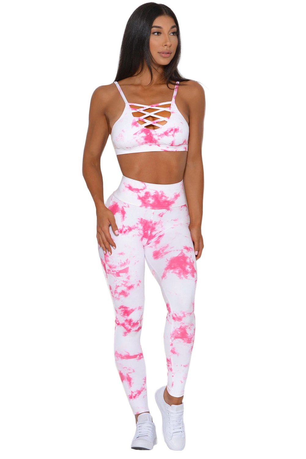 Tie-dye Crisscross Sport Bra and Leggings Set