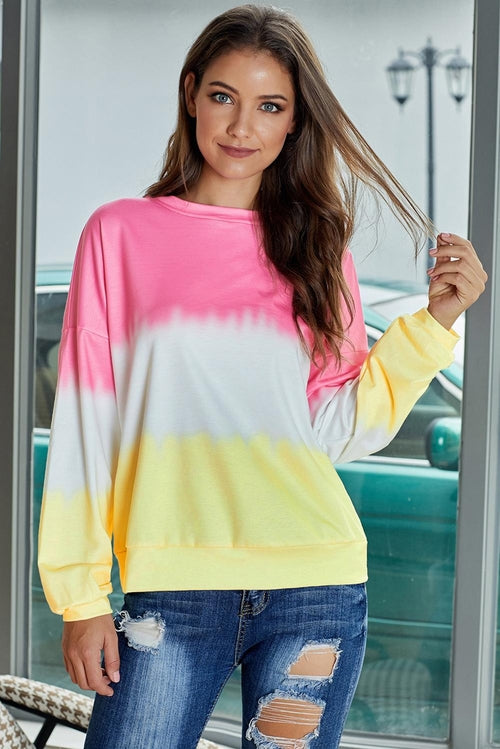 Black Color Block Tie Dye Pullover Sweatshirt