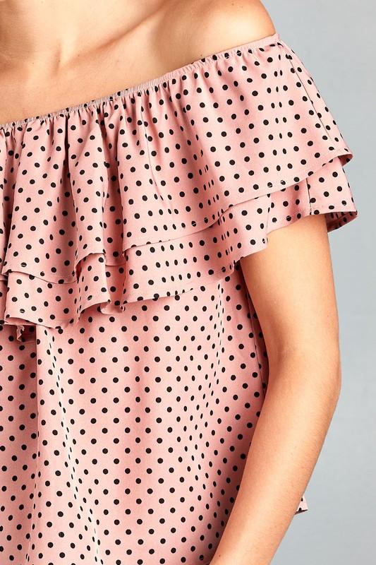 Women's Double Ruffle Off Shoulder Polka Dot Top - Craze Trends