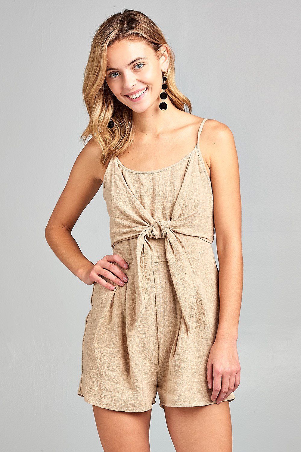 Women's Front Tie Tank Romper with Open back - Craze Trends