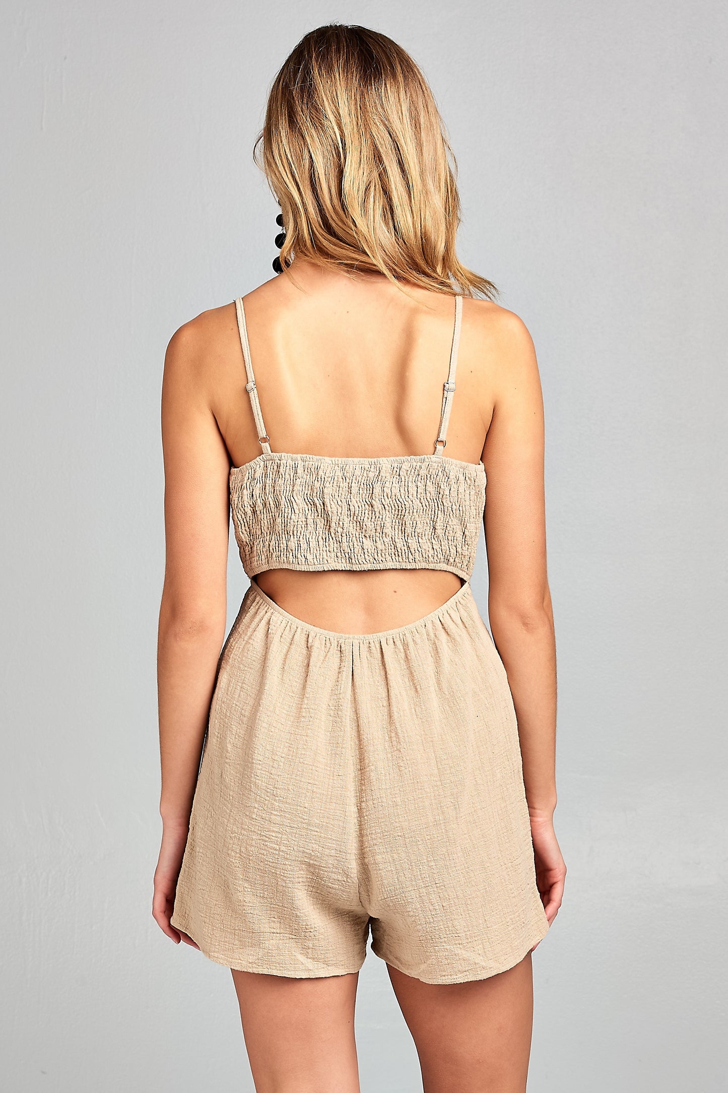 Women's Front Tie Tank Romper with Open back - Craze Trends