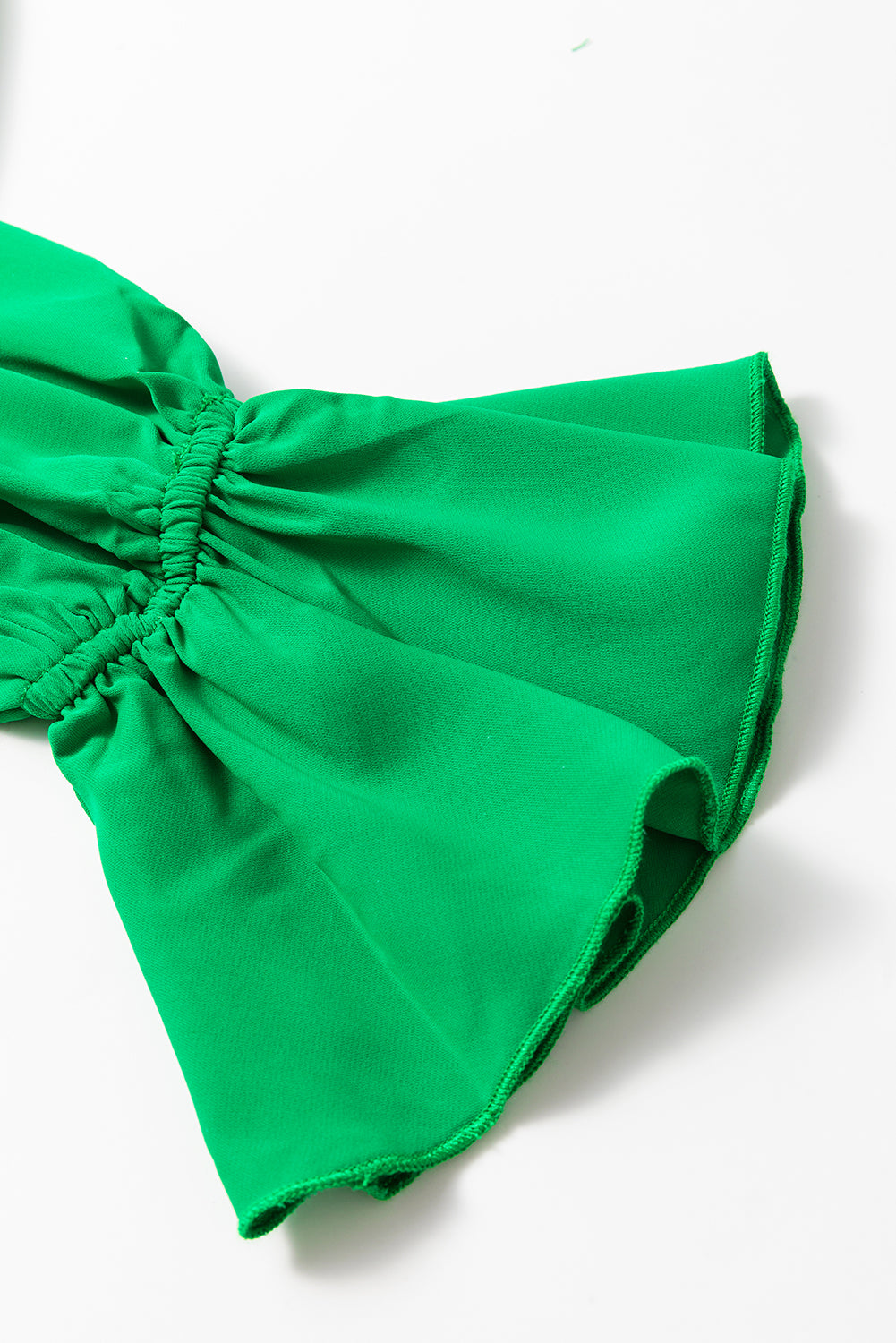 Bright Green Ruffles Cascading V Neck Shirt