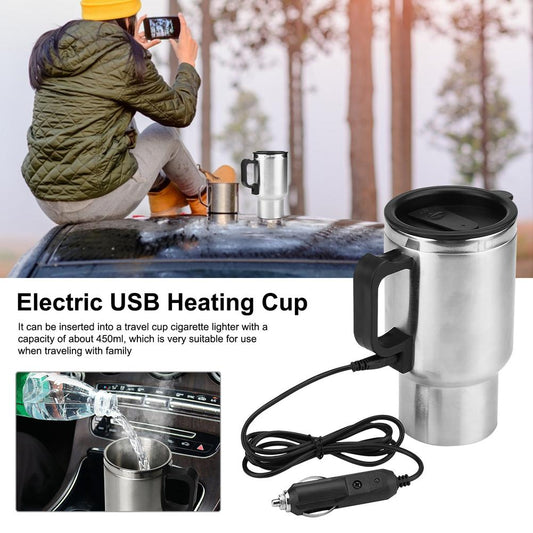 Stainless Steel Vehicle Heating Cup Electric Car Kettle - Craze Trends