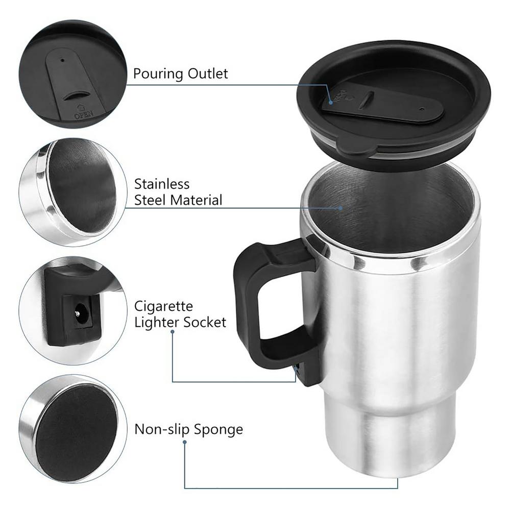 Stainless Steel Vehicle Heating Cup Electric Car Kettle - Craze Trends