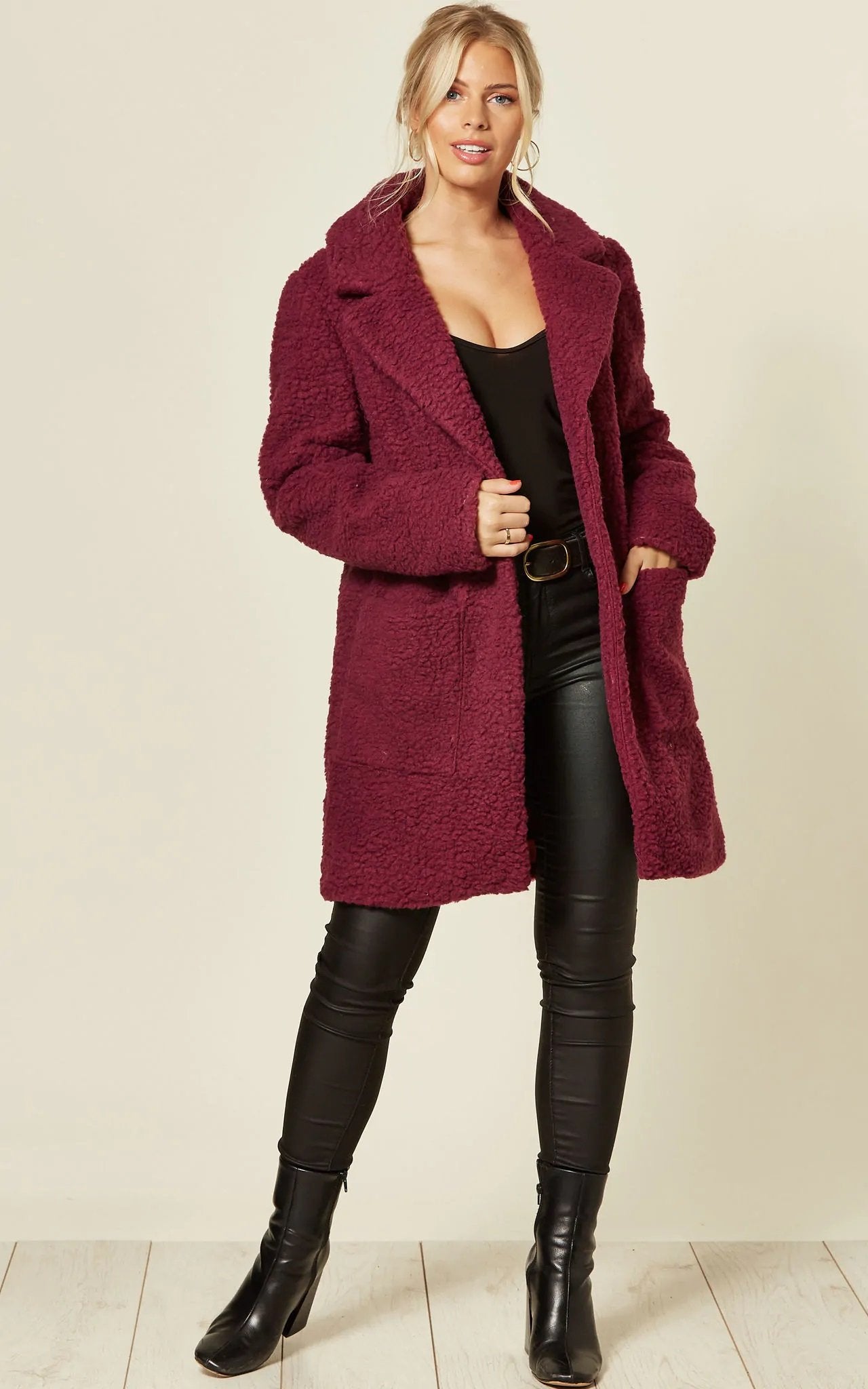 Stud Button Borg Teddy Coat (1905) - Craze Trends