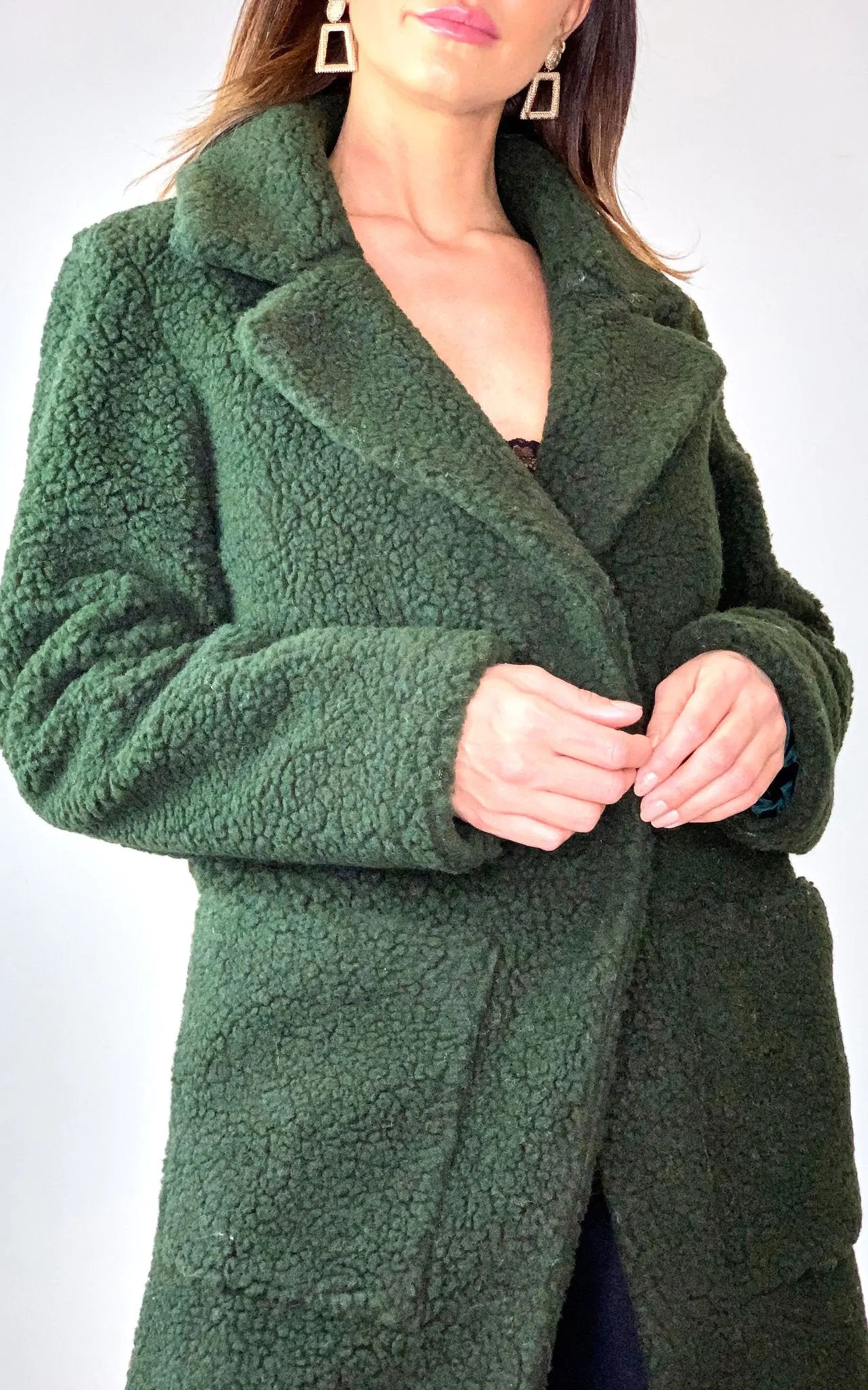 Stud Button Borg Teddy Coat (1905) - Craze Trends