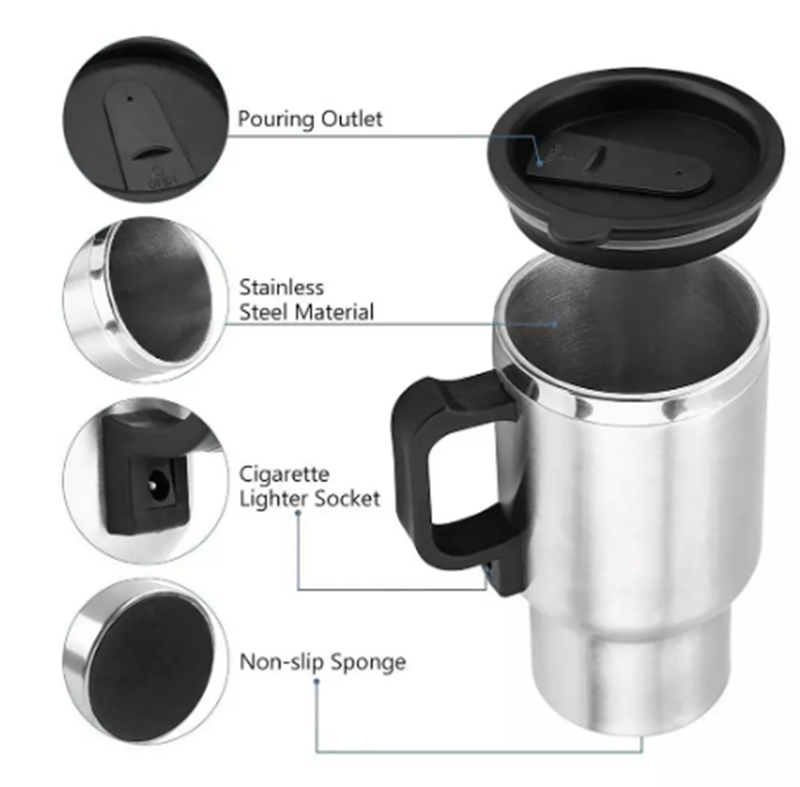 Stainless Steel Vehicle Heating Cup Electric Car Kettle - Craze Trends