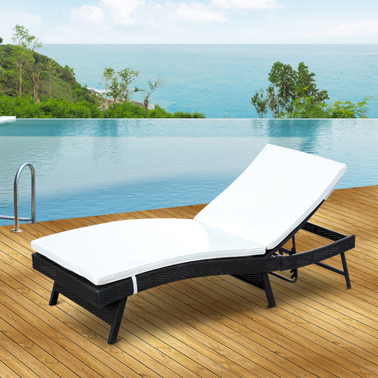 Outsunny Adjustable Patio Pool Wicker Chaise Lounge Rattan Furniture - Craze Trends