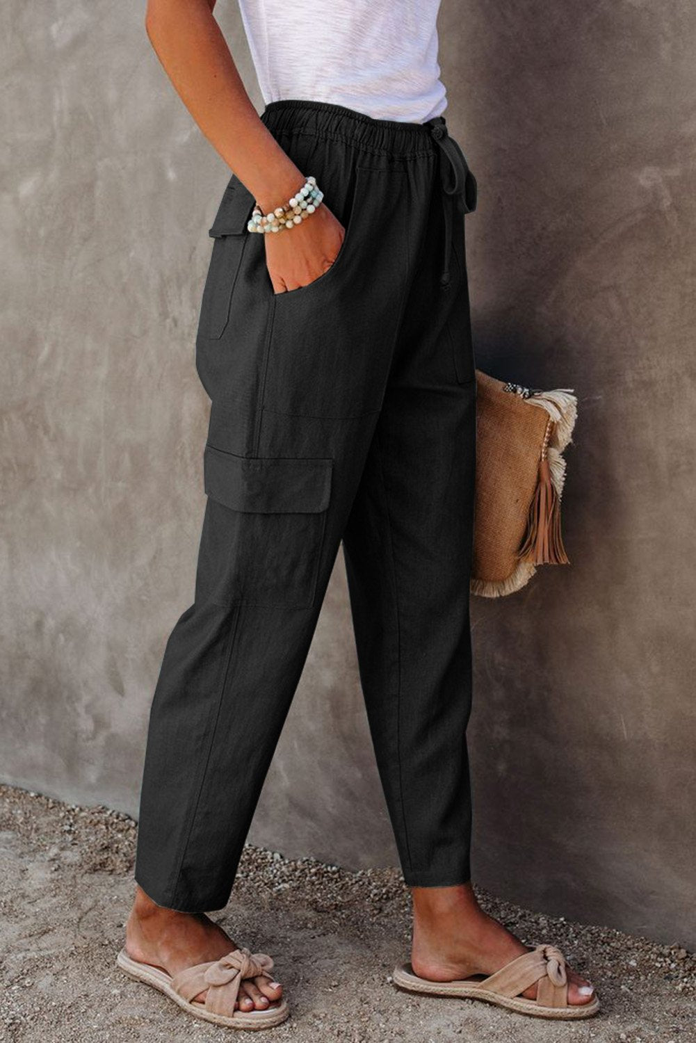 Driven Linen Blend Pocketed Cargo Pants