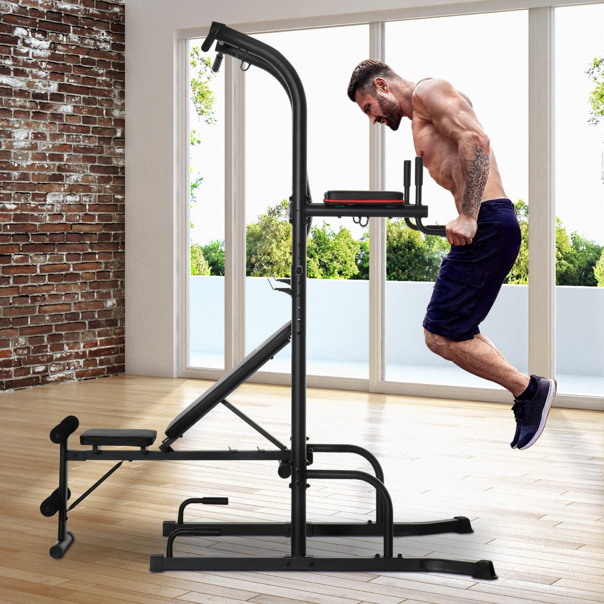 Soozier Multi-Function Training Stand Power Tower Station Gym Workout - Craze Trends