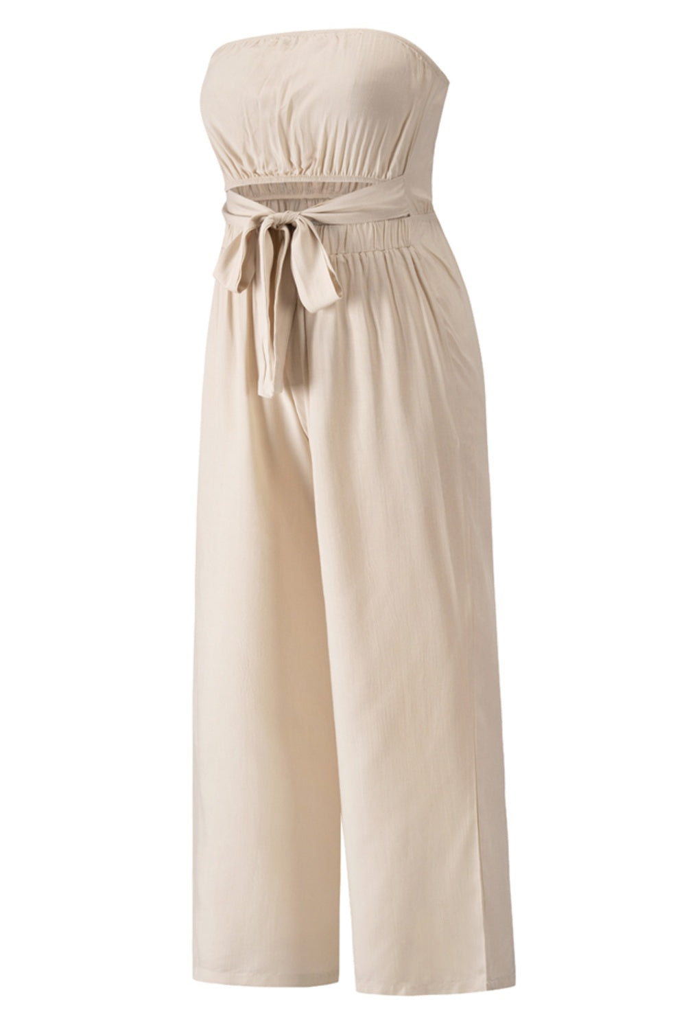 Tied Cutout Tube Wide Leg Jumpsuit - Craze Trends