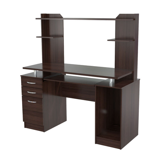 Espresso Finish Wood Computer Desk with Hutch