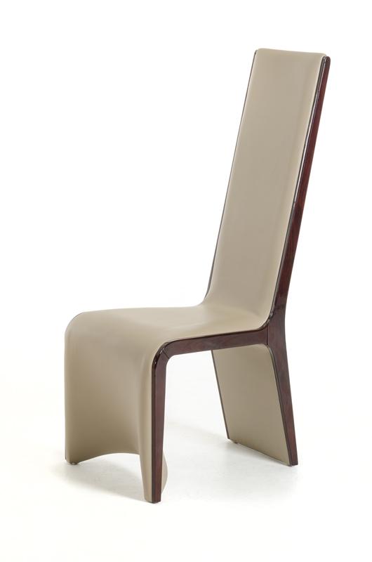 Two 47inches Ebony Wood and Taupe Leatherette Dining Chairs