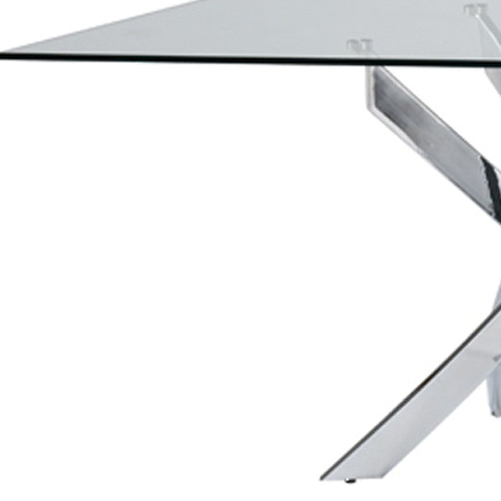 30inches Glass and Steel Rectangular Dining Table