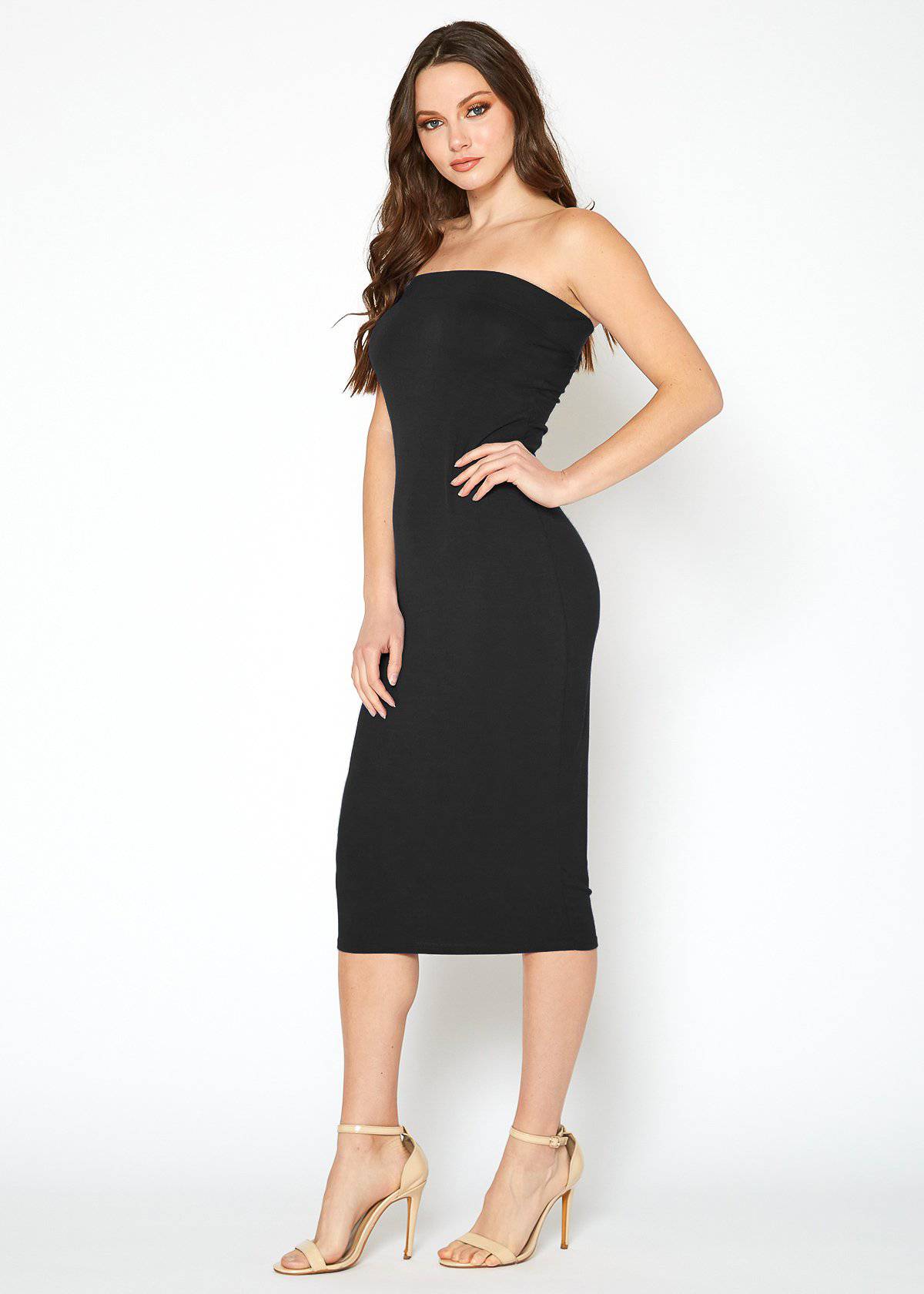 Women's Tube Top Bodycon Midi Dress