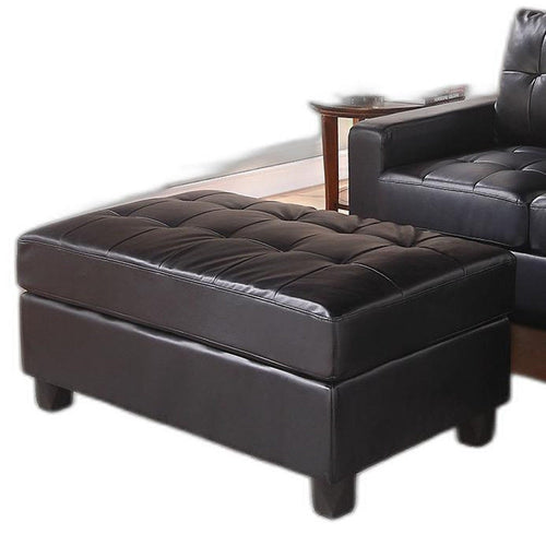 83inches X 57inches X 35inches Black Bonded Leather Match Sectional