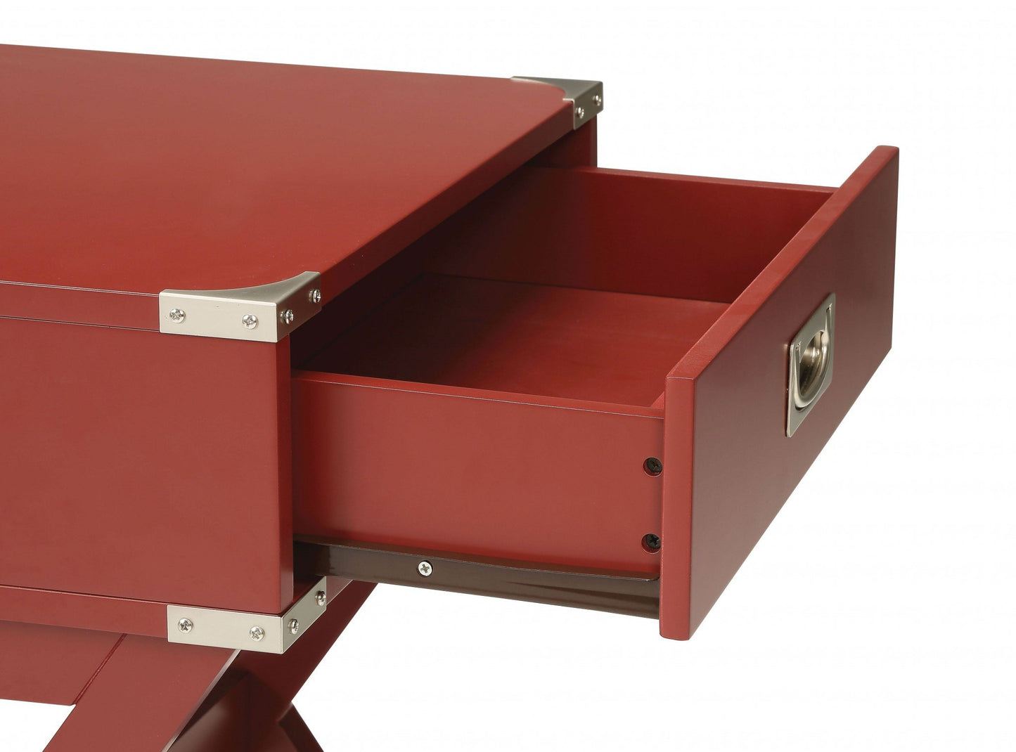 Modern Red X Shape Wooden Storage End Table