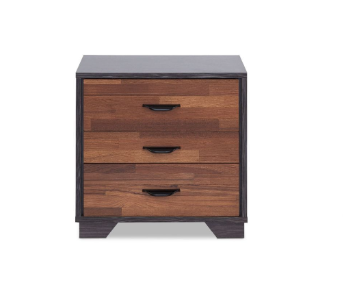 Walnut And Espresso Contemporary Nightstand