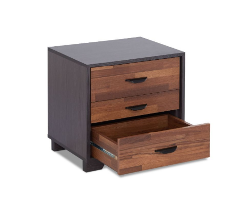 Walnut And Espresso Contemporary Nightstand