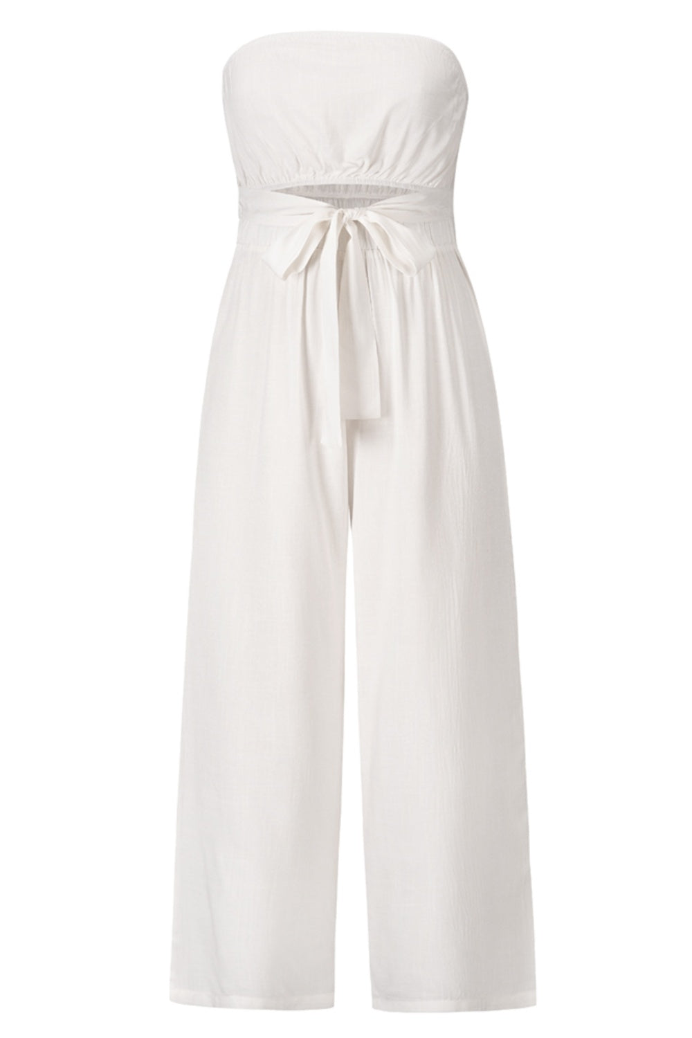 Tied Cutout Tube Wide Leg Jumpsuit - Craze Trends