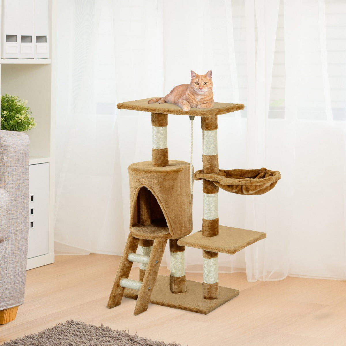 PawHut 37.8" Cat Activity Tree Tower Center Scratching Pet Furniture - Craze Trends