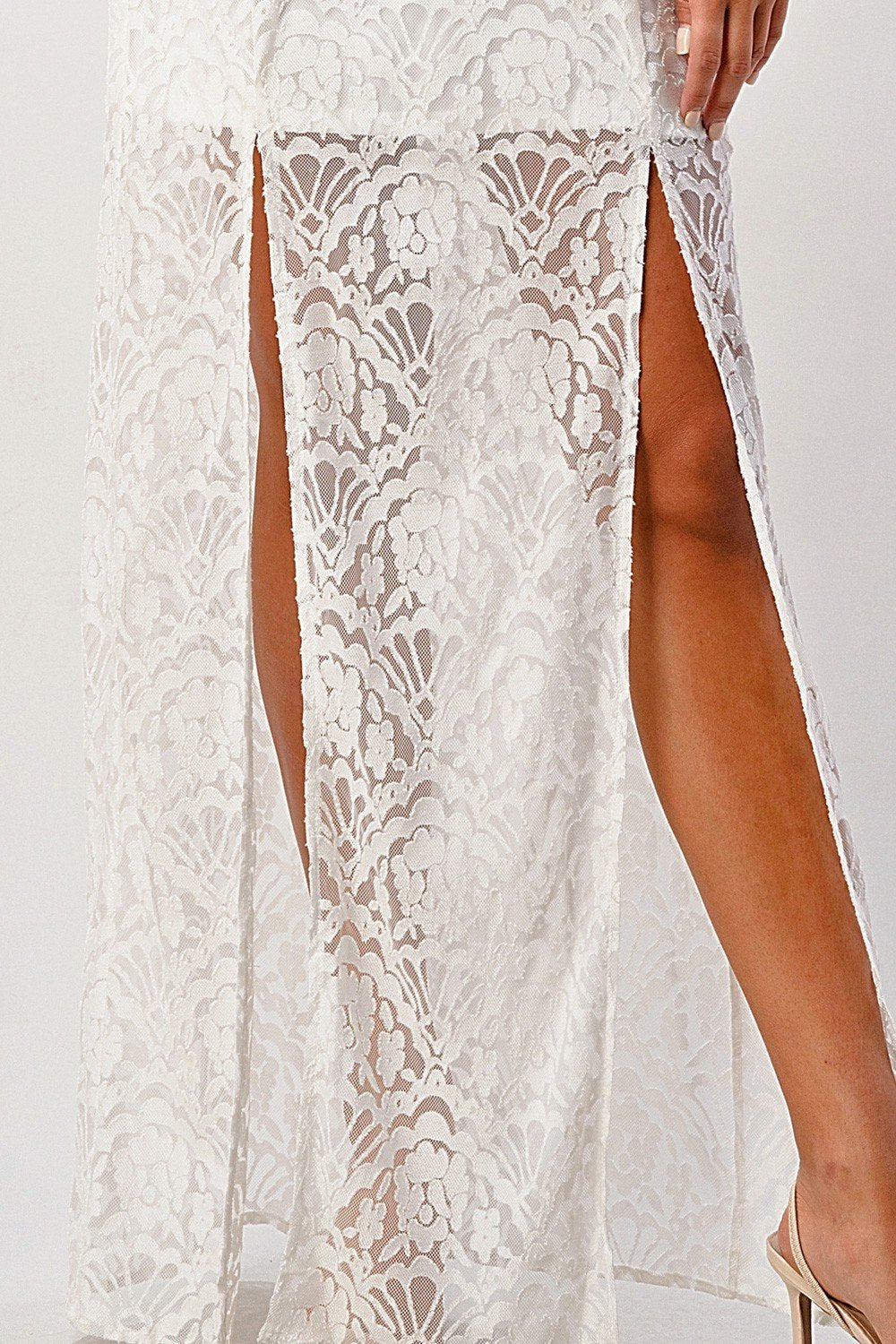 Front Slit Lace Maxi Dress - Craze Trends