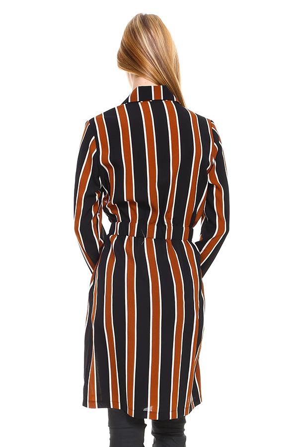 Multi Stripe Long Blazer - Craze Trends