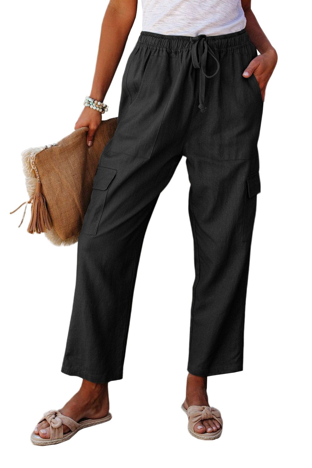 Driven Linen Blend Pocketed Cargo Pants