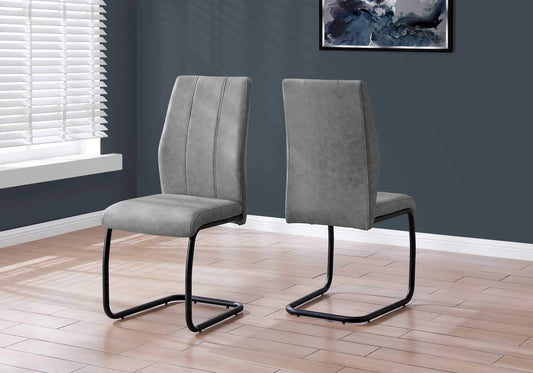 Two 77.5inches Fabric Black Metal and Polyester Dining Chairs