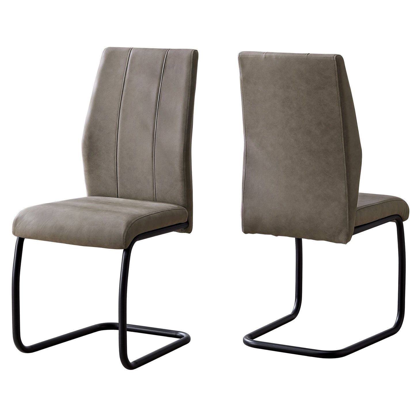 Two 77.5inches Fabric Black Metal and Polyester Dining Chairs