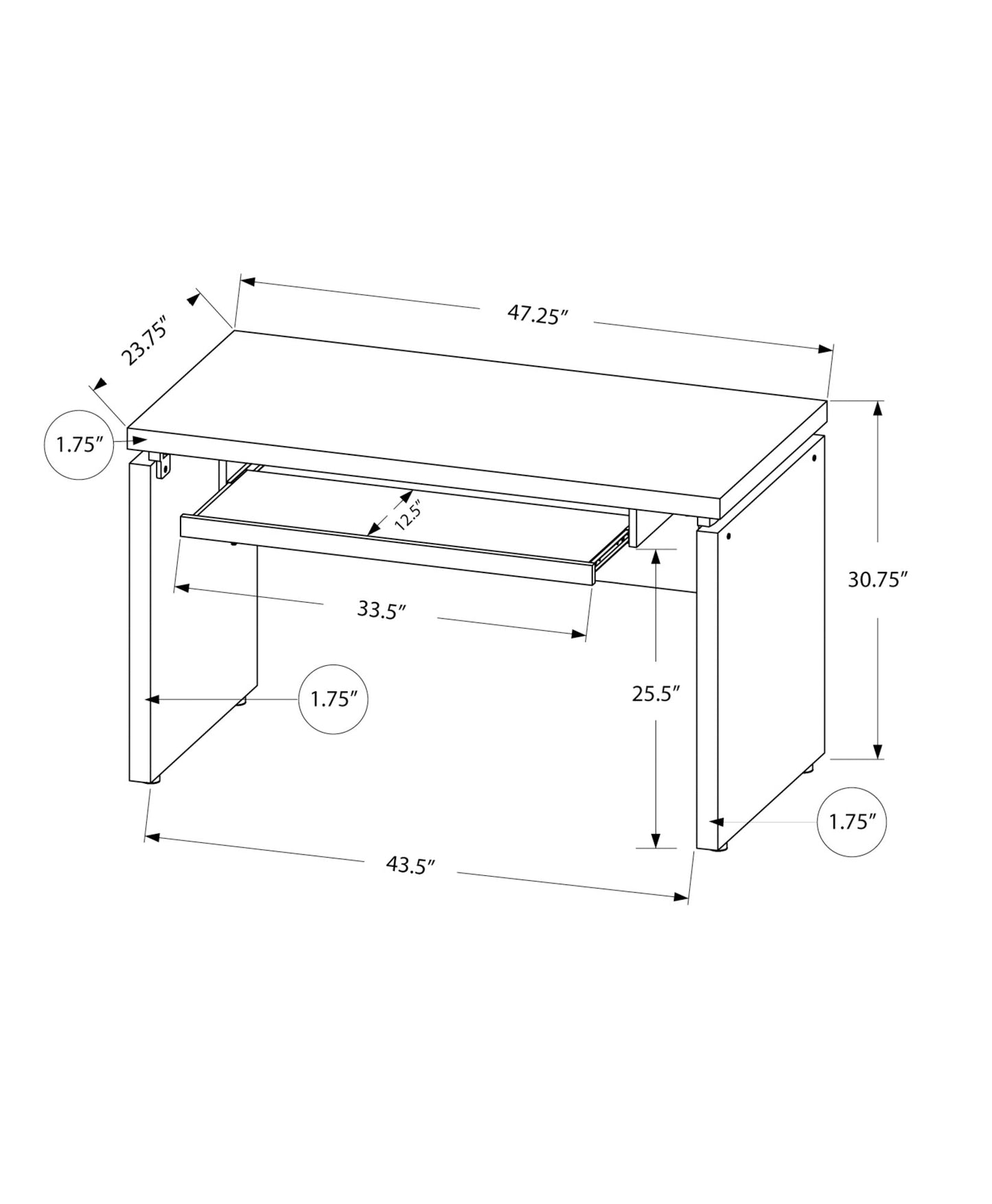 30.75inches Particle Board Computer Desk