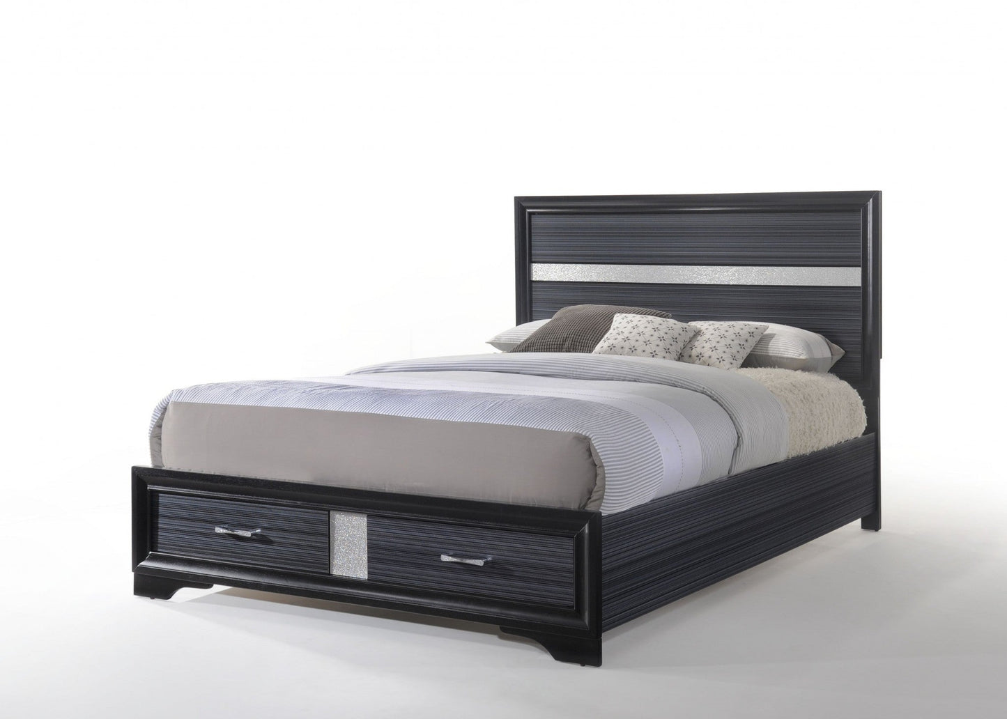 79inches X 84inches X 50inches Black Wood Eastern King Bed wStorage