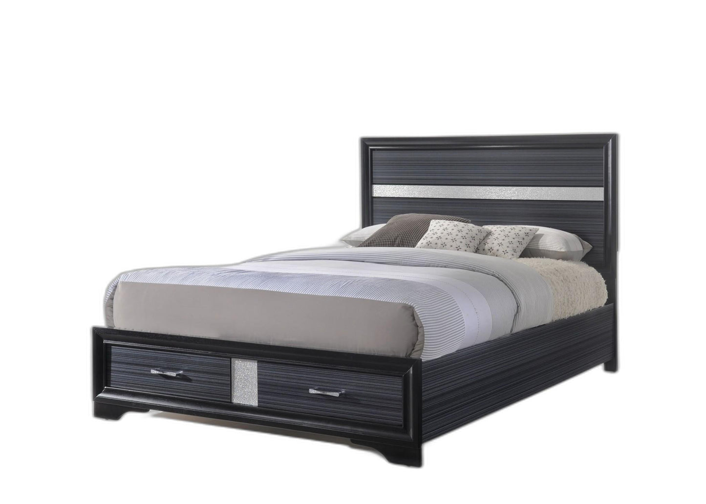 79inches X 84inches X 50inches Black Wood Eastern King Bed wStorage