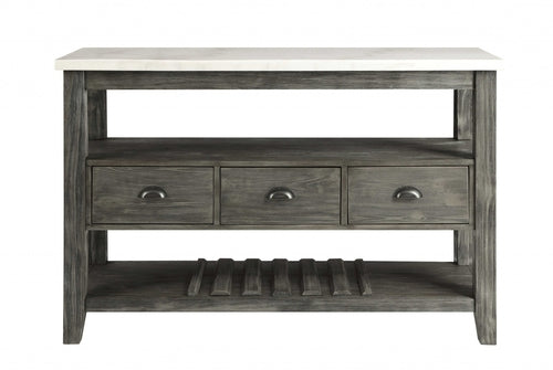 18inches X 54inches X 36inches White Marble Gray Oak Wood Server