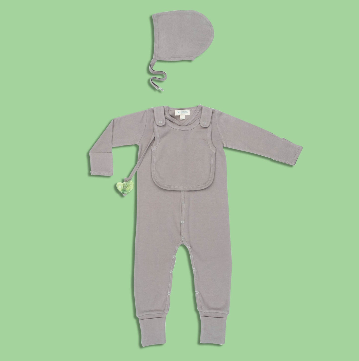 Smart Footed One-Piece + Bib - Gray - Craze Trends