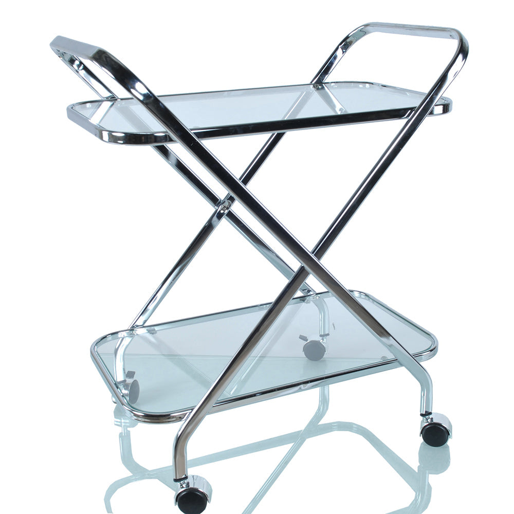 16.5inches x 26.25inches x 30.5inches Chrome XShape  Bar Cart