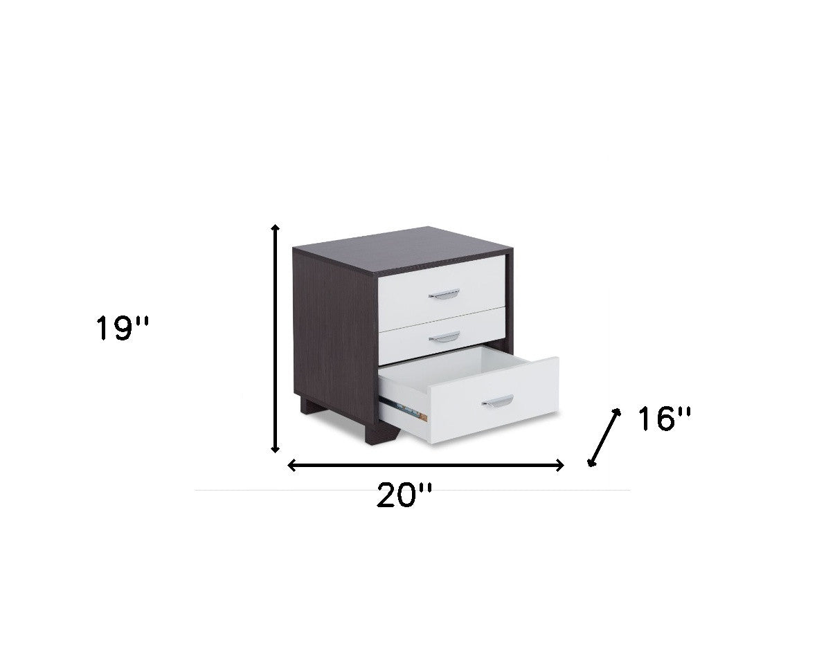 Black and White Metal 3 Drawer Nightstand