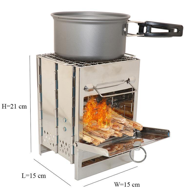 Square Wood Stove For Outdoors Camping BBQ Boiling Cooking - Craze Trends