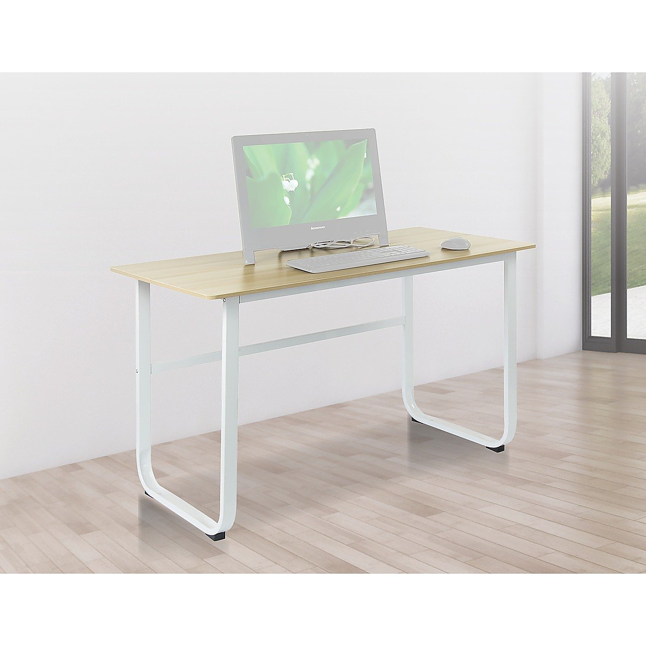 Wood & Steel Solid Computer Desk Home Office Furniture - Craze Trends