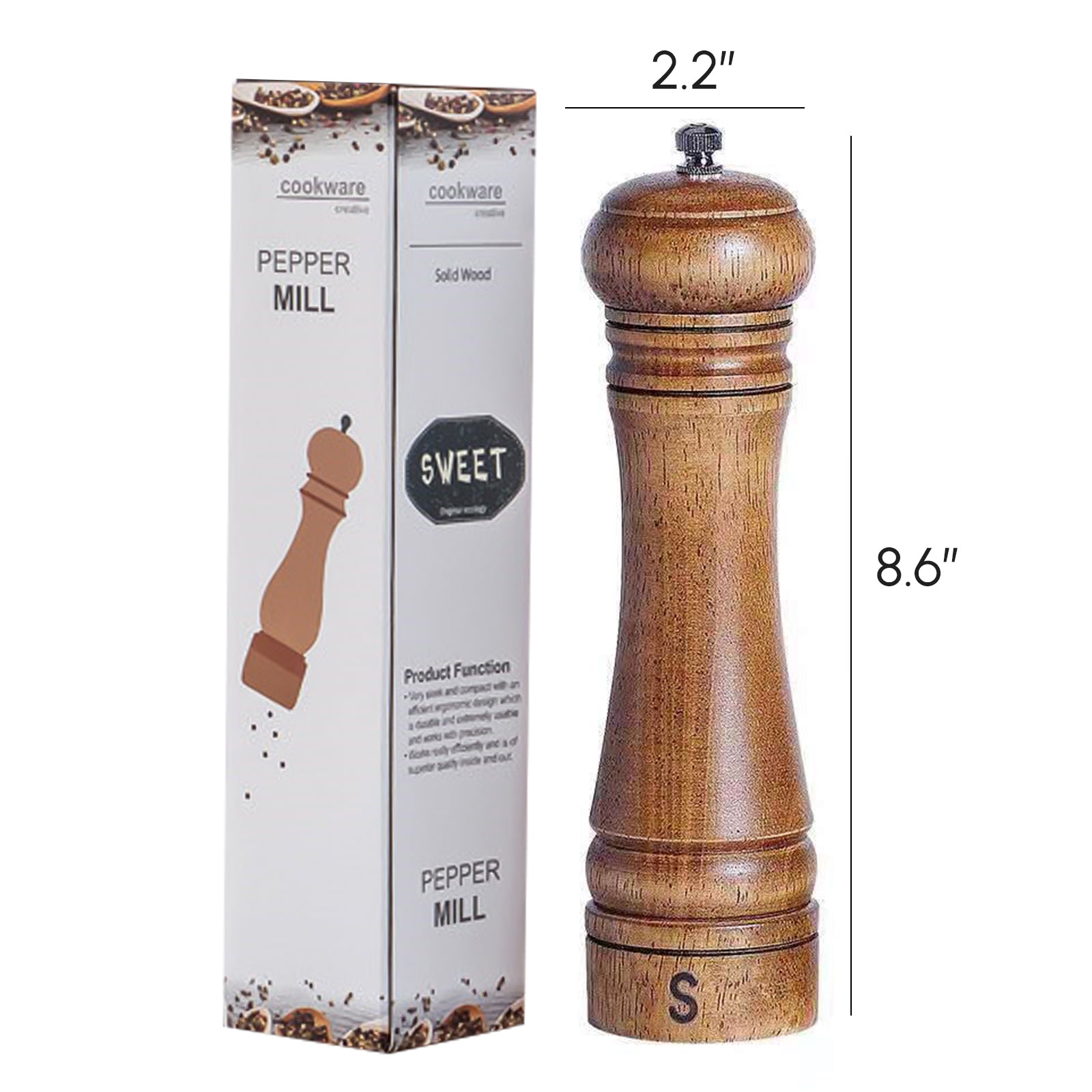 Cooking Salt and Pepper Grinder Hand Movement Wood Pepper Mill Kitchen - Craze Trends