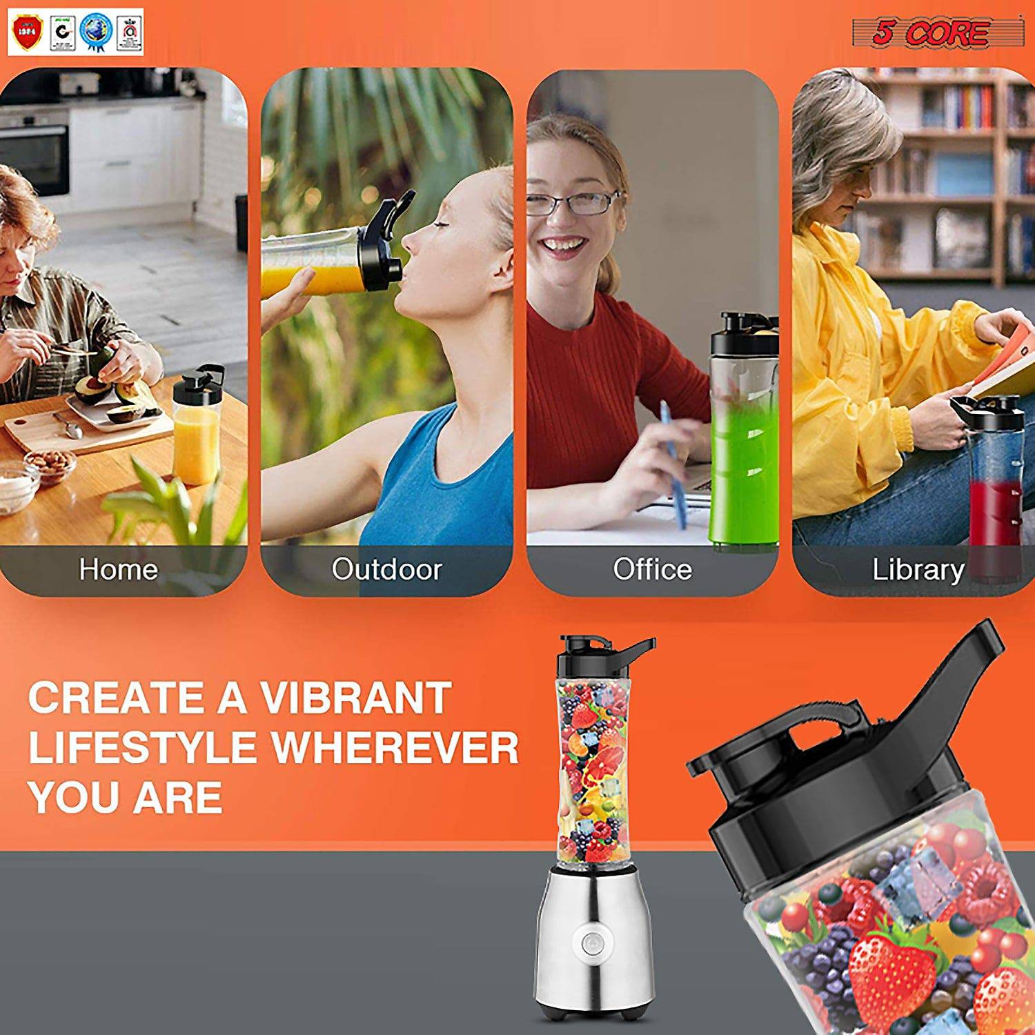 5 Core Portable Blenders For Kitchen 20 Oz Capacity 300W Personal - Craze Trends