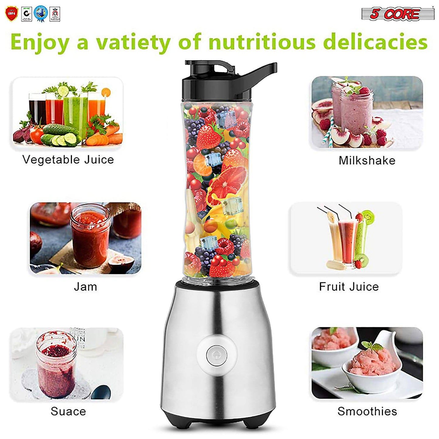 5 Core Portable Blenders For Kitchen 20 Oz Capacity 300W Personal - Craze Trends